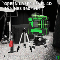 Niveau laser à faisceau vert auto-nivelant avec lignes horizontales et verticales, trépied et base magnétique pour l'installation en construction