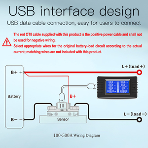 PZEM-015 Misuratore Digitale USB 120V 100A-500A DC per Test <span class=keywords><strong>Batterie</strong></span>, Tester di Capacità Batteria 12V - Product Image 6