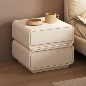 Mesita <span class=keywords><strong>de</strong></span> <span class=keywords><strong>noche</strong></span> <span class=keywords><strong>de</strong></span> madera maciza color crema, estilo simple y moderno, pequeño armario <span class=keywords><strong>de</strong></span> almacenamiento minimalista para la mesita <span class=keywords><strong>de</strong></span> <span class=keywords><strong>noche</strong></span> del dormitorio - Product Image 2