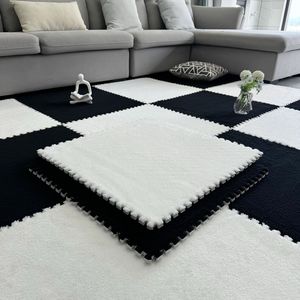 Alfombra Moderna de Espuma Entrelazada, Cuadrada, Antideslizante, para Sala de Estar, Dormitorio, Alfombra de Gateo para Niños, Patrón Geométrico, Lavable a Mano - Product Image 3