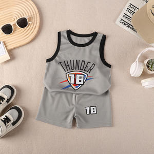 D2089 Ensemble de sport d'été deux pièces pour garçons et filles, imprimé animal, en polyester, short et débardeur de basketball, nouveau style - Product Image 5