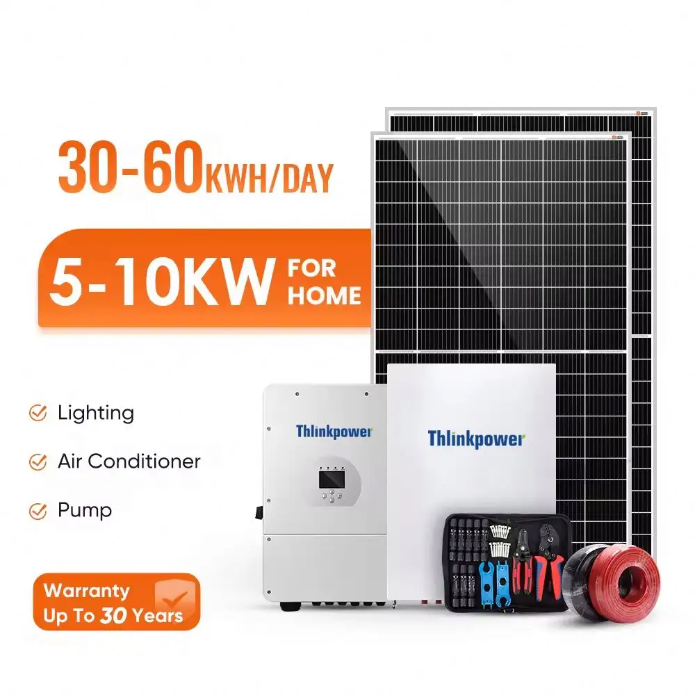 घर के लिए 10KW 30KW 50KW ऑफ-ग्रिड सौर ऊर्जा प्रणाली 3000W 5000W 10KW सन बैटरी सोलर किट