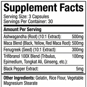 OEM ODM Marca Privada Complejo 8 en 1 de Maca, Ashwagandha y Tongkat Ali con Fenogreco y Ginseng para la Energía y Resistencia Masculina - Product Image 6