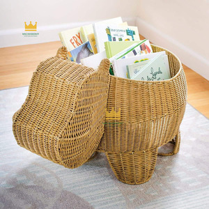 Rattan Hippo Shaped <b>Storage</b> <b>Basket</b> Eco-Friendly Handwoven Cute Animal Design Home Decoration <b>Storage</b> Box Kids Nursery <b>Toy</b> - Product Image 5