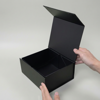 Boîte cadeau pliable en carton rigide noir mat de luxe avec logo personnalisé de qualité supérieure, fermeture magnétique, vide