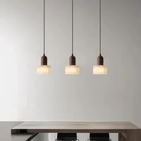 Hauteur réglable Wabi Sabi Suspension Rétro Américain Translucide Marbre Droplight pour Table À Manger Cuisine Île Restaurant