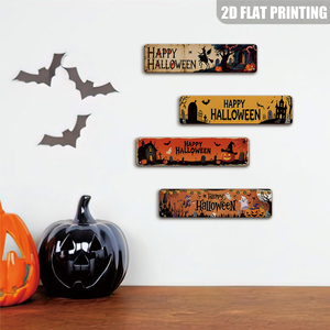 Targa in Metallo Vintage con Casa Stregata, <span class=keywords><strong>Zucca</strong></span> e Fantasma per Halloween - Product Image 5
