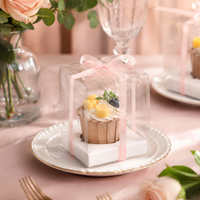 Boîte à gâteau carrée en PET avec plateau inférieur de 3,7 pouces, emballage de présentation pour cupcakes et mousses
