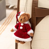 Llavero de Peluche Suave de Oso Navideño Festivo con Vestido Rojo, Regalo Empresarial