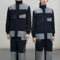 Ensemble de vêtements de travail haute visibilité pour hommes, en toile de polyester durable et réfléchissante, veste et pantalon de mécanicien avec plusieurs poches et genouillères