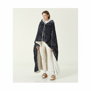 Sherpa polaire chaud châle couvertures portables couverture en peluche confortable bouton-sur couverture Cape portable - Product Image 1