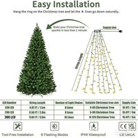 Étoile lumineuse pour sommet de sapin de Noël, 200 LED, prise USB, télécommande, changement de couleur, blanc chaud, pour décoration de sapin de Noël