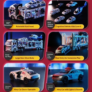 Nouveau jouet transfrontalier : Transporteur <span class=keywords><strong>de</strong></span> voitures <span class=keywords><strong>de</strong></span> police en alliage <span class=keywords><strong>de</strong></span> 32 cm avec ensemble <span class=keywords><strong>de</strong></span> 6 modèles <span class=keywords><strong>de</strong></span> véhicules <span class=keywords><strong>de</strong></span> sauvetage à grue, modèle <span class=keywords><strong>de</strong></span> véhicule <span class=keywords><strong>de</strong></span> sauvetage à grue, échelle 1:48, Control the Force - Product Image 2