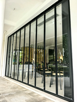 Puertas Corredizas de Vidrio Templado Doble de Alta Calidad para Balcón, Bi-Plegables, Modernas, de Aleación de Aluminio, Acabado de Fábrica, Aislamiento Acústico