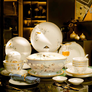 Bữa ăn tối thiết lập hộp màu đóng gói hàng đầu bán Chất lượng cao Bộ đồ ăn hoa thiết kế mới xương Trung Quốc 60 cái - Product Image 4