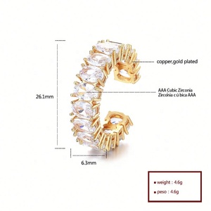 เครื่องประดับทองชุบ 18K แบบลามิเนต บิสูทีเรียส เอชดี จิวเวลรี่ ขายส่ง เครื่องประดับแฟชั่น แหวนทองเหลืองชุบทองคำขาว ประดับเพชร CZ สีขาว สำหรับผู้หญิง - Product Image 6
