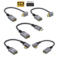 Mini adaptateur HDMI mâle vers femelle haute définition avec gaine en PVC, câble de connexion coaxiale HD 4K pour HDTV, caméra, moniteur
