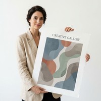 Affiche murale personnalisée en papier d'art abstrait aux tons terreux, décoration minimaliste pour la maison ou le bureau