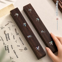 Presse-papiers en bois massif Lanzhai avec incrustation de nacre, règle de calligraphie pour débutants - Outil d'étude de la peinture traditionnelle chinoise