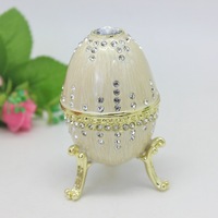 Boîte à bijoux SHINNYGIFTS, cadeau de Pâques, style moderne, motif carré, œuf de Fabergé fait main, forme ovale