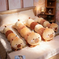 Coussin long en peluche Capybara pour canapé-lit, coussin de couchage, adorable peluche Capybara au visage rose, poupée en peluche pour la décoration intérieure