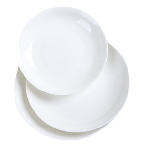 Plato de porcelana blanca brillante con logotipo personalizado de fábrica GZYSL, plato redondo <span class=keywords><strong>poco</strong></span> profundo, vajilla, plato de cena de cerámica, restaurante, Hotel - Product Image 1