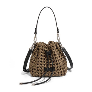 Bolso de Hombro Cruzado de Mujer de Tela de Seda Tejida a Mano, Estilo Retro, Tipo Cubo, de Moda, Bolso de Señora Hecho a Mano - Product Image 5