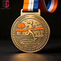 Médaille de finisseur de marathon de Valence en alliage de zinc personnalisée en usine, médaille de récompense sportive de course à pied en émail avec logo personnalisé et ruban