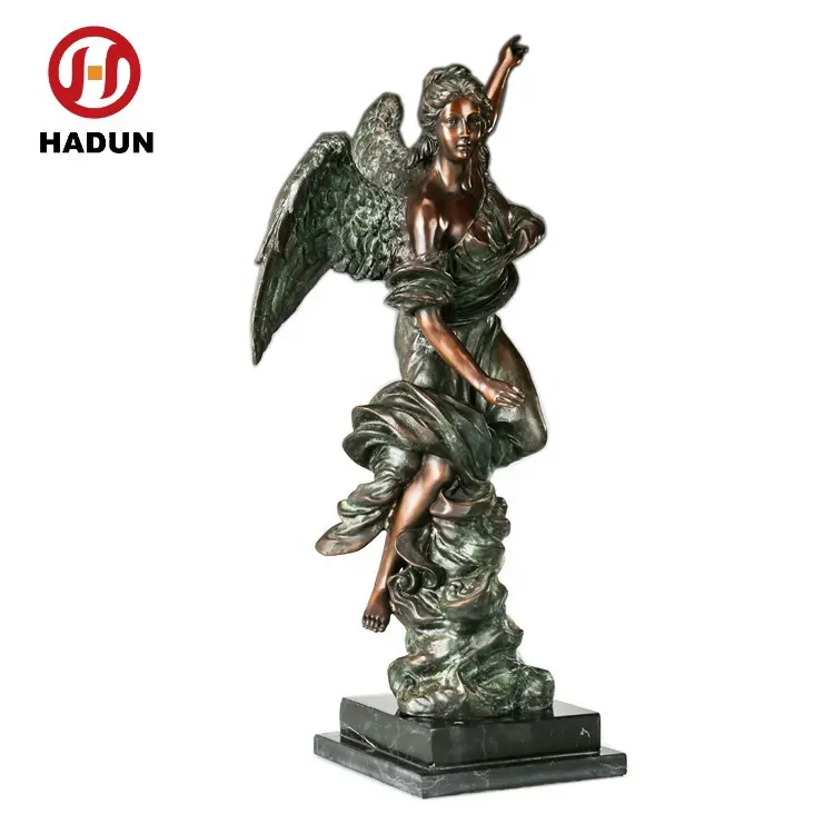 Escultura clásica de bronce, estatua de Ángel, escultura