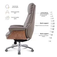 Chaise de bureau de direction confortable en cuir véritable pour grands bureaux, chaise d'ordinateur pour le travail à domicile et les longues sessions d'utilisation, idéale pour les influenceurs.