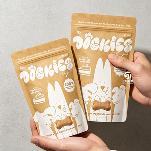 Sacs personnalisés en papier kraft pour aliments lyophilisés pour animaux de compagnie, 100g, 250g, 500g, pochettes verticales refermables avec fenêtre pour friandises pour chiens et chats - Product Image 4
