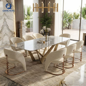 American Modern Simple Royal 6 8 10 Seat Table Set Marbre Acier inoxydable Métal Salon Table Mobilier - Product Image 1