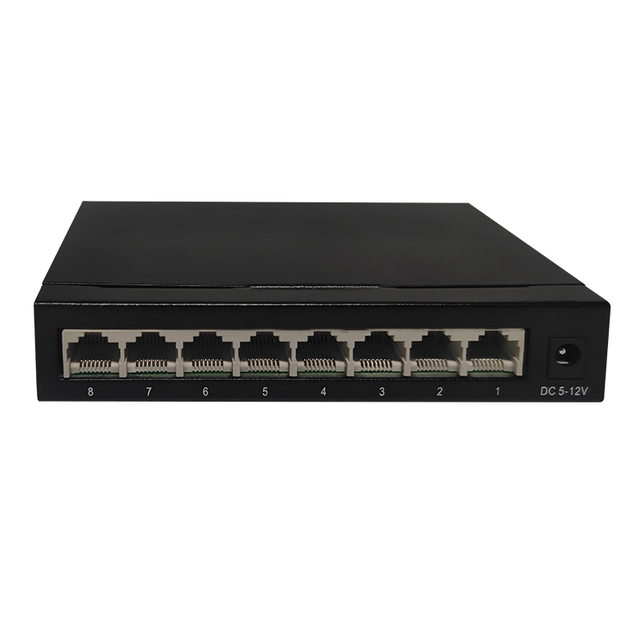 Factory Price 10/100/1000Mbps 8 Port RJ45 Network Switch Metal Cabinet Desktop QoS 12G Capacity Full-Duplex & Half-Duplex