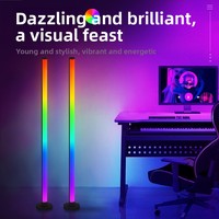 Lámpara de Pie Inteligente RGB LED para Esquina con Sincronización Musical, Control por Aplicación, 16 Millones de Colores, para Sala de Estar, Dormitorio, Decoración de Juegos