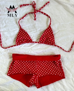 Ensemble <span class=keywords><strong>de</strong></span> bikini pour femme MLY, rouge et blanc à pois, haut à nouer devant, <span class=keywords><strong>bas</strong></span> à nouer sur les côtés, <span class=keywords><strong>maillot</strong></span> <span class=keywords><strong>de</strong></span> <span class=keywords><strong>bain</strong></span> deux pièces sexy, <span class=keywords><strong>maillot</strong></span> <span class=keywords><strong>de</strong></span> <span class=keywords><strong>bain</strong></span> <span class=keywords><strong>de</strong></span> plage - Product Image 3