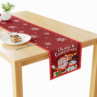 Chemin de table en lin tissé à rayures pour Noël, pour hôtel et usage domestique, lavable