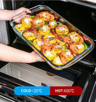 Plat de cuisson en verre sans plomb de qualité alimentaire 1.0/1.6/2.2/3.0L, plateau de service, ensemble de vaisselle en verre pour cuisine, réfrigérateur et four
