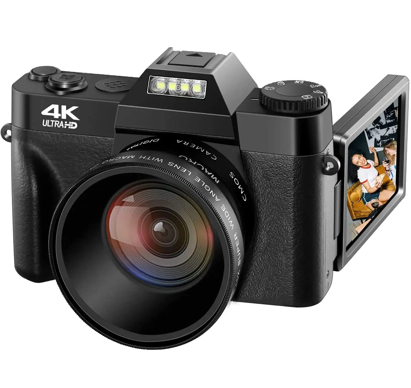 YouTube Vlogging 48MPWiFiデジタルカメラレコーダー用広角レンズ付きデジタルカメラ4KVlogビデオカメラ