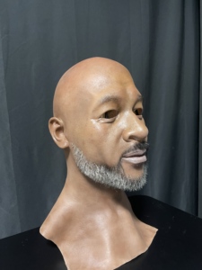 Masque en silicone simulé de peau foncée avec cheveux et barbe masque de déguisement de Cosplay à tête complète pour accessoires de performance de fête d'Halloween - Product Image 3