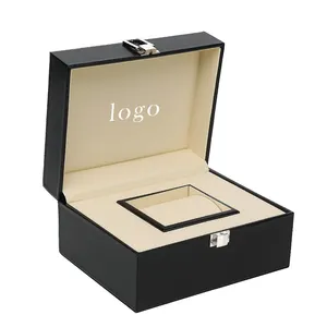 Caja de embalaje de reloj Cajas de almacenamiento de reloj de cuero Logotipo personalizado Disponible Almacenamiento de cuero Reloj y gafas de sol Caja cuadrada 100PCs