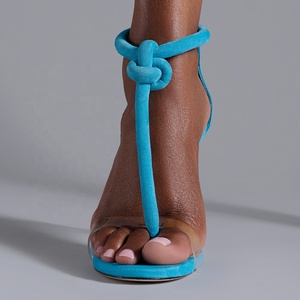Sandales à <span class=keywords><strong>talons</strong></span> aiguilles simples pour femmes, sandales à <span class=keywords><strong>talons</strong></span> hauts en Faux daim PVC, fermeture éclair, grande taille, chaussures d'été pour femmes, fête, danse - Product Image 2