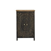 Meuble d'appoint multifonctionnel moderne en bois de manguier sculpté à la main, style mandala, avec 2 portes et grande capacité de rangement, pour salon ou entrée