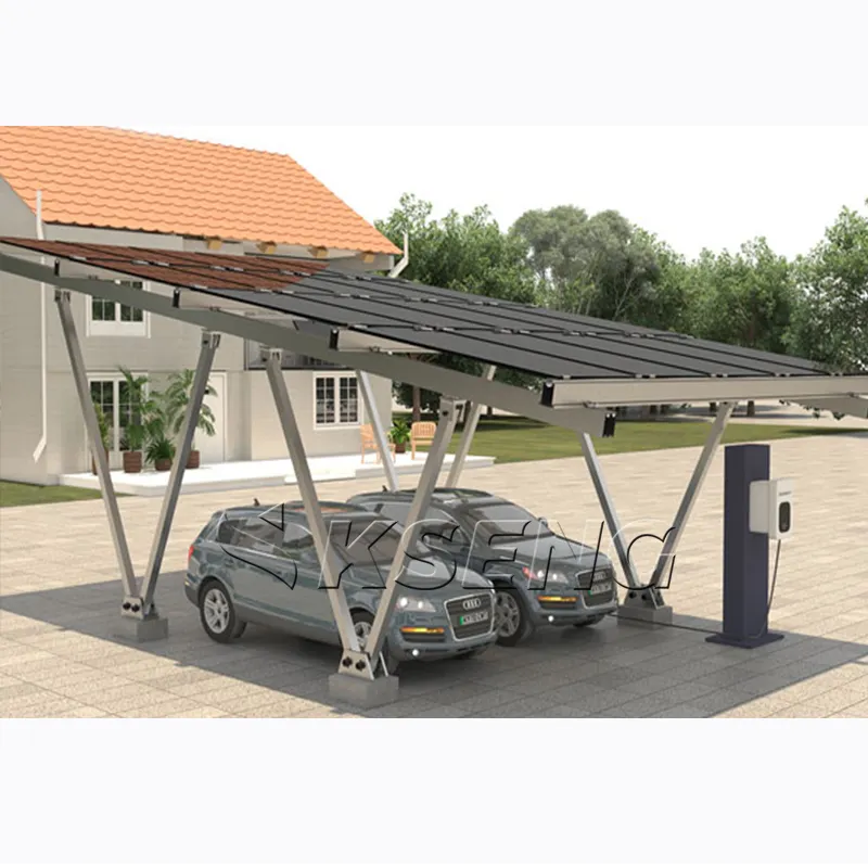 Kseng Suportes de montagem de alumínio para garagem solar à prova d'água, suporte de estacionamento para dois carros