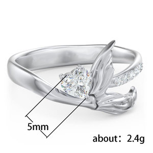 Anello a Coda di Sirena con Zirconi a Forma di Cuore per Donne, Gioiello da Dito Fantasioso e alla Moda - Product Image 5