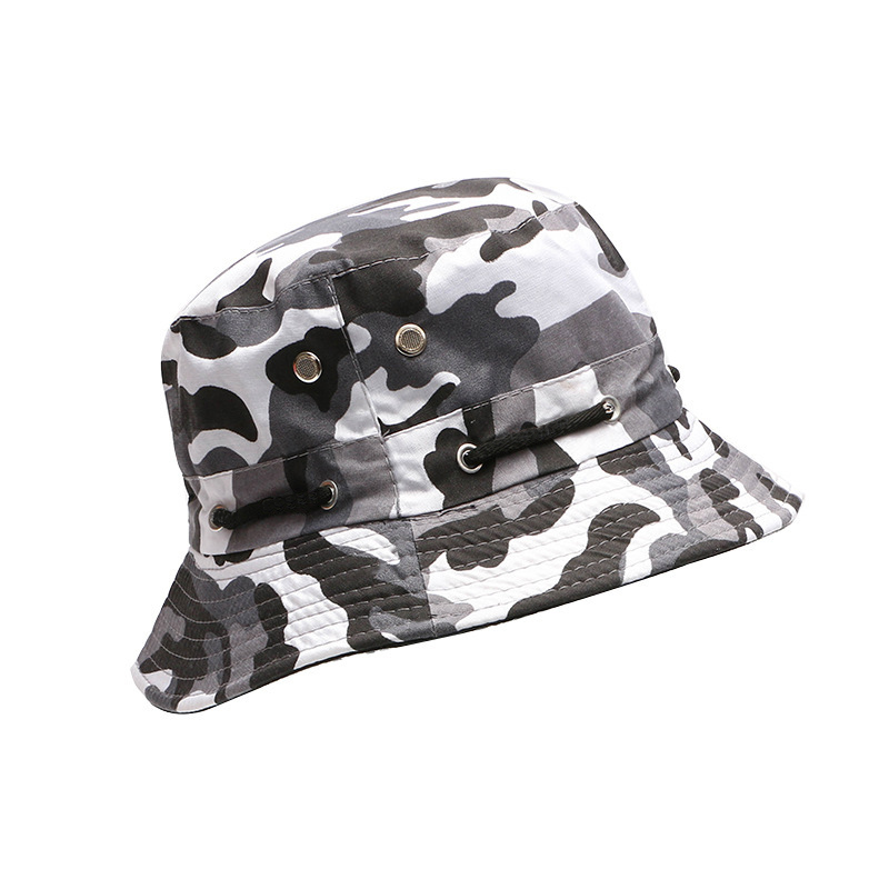 Fashionable summer sun protection camo pattern fisherman bucket hat custom sublimation men's camouflage hat
