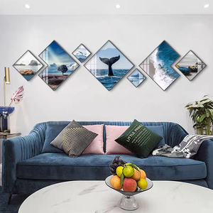 لوحة فنية مؤطرة لتزيين غرفة المعيشة بتصميم شمالي فاخر من الكريستال والبورسلين والزجاج والألومنيوم مع أوراق ذهبية - Product Image 5