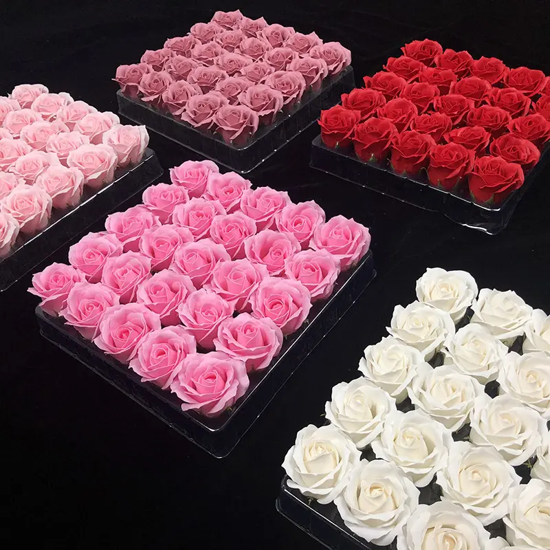 Dia dos Namorados Home Decor Flor 4 Camadas Sabonete Perfumado Rose Cabeça Flor Artificial Rosa