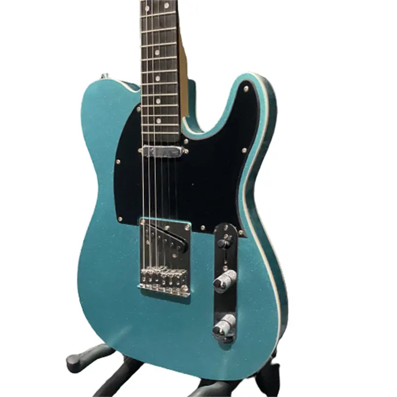 Telee Elektrische Gitaar Mahonie Body Metallic Blauwe Kleur Rosewood Toets Dubbele Binding 6 Snaren Guitarra Gratis Verzending Voorraad