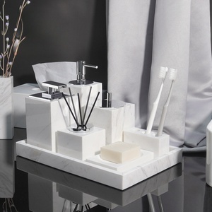 6 Combinations Different Price Jazz White Marble Nature Stone Empty Bathroom Toiletries Set Wabi Sabi <b>Amenities</b> Kit - Product Image 1