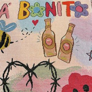 Chất Lượng Cao Tùy Chỉnh Jacquard Karol G Dệt Thoáng Khí Không Thấm Nước Polyester Bông Pha Trộn Tấm Thảm Ném Chăn - Product Image 4